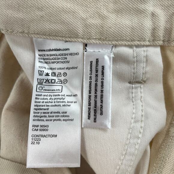 Calvin Klein Women Cropped Wide Leg Zip Fly Mid Rise Jeans Beige Size 26 - Picture 10 of 16